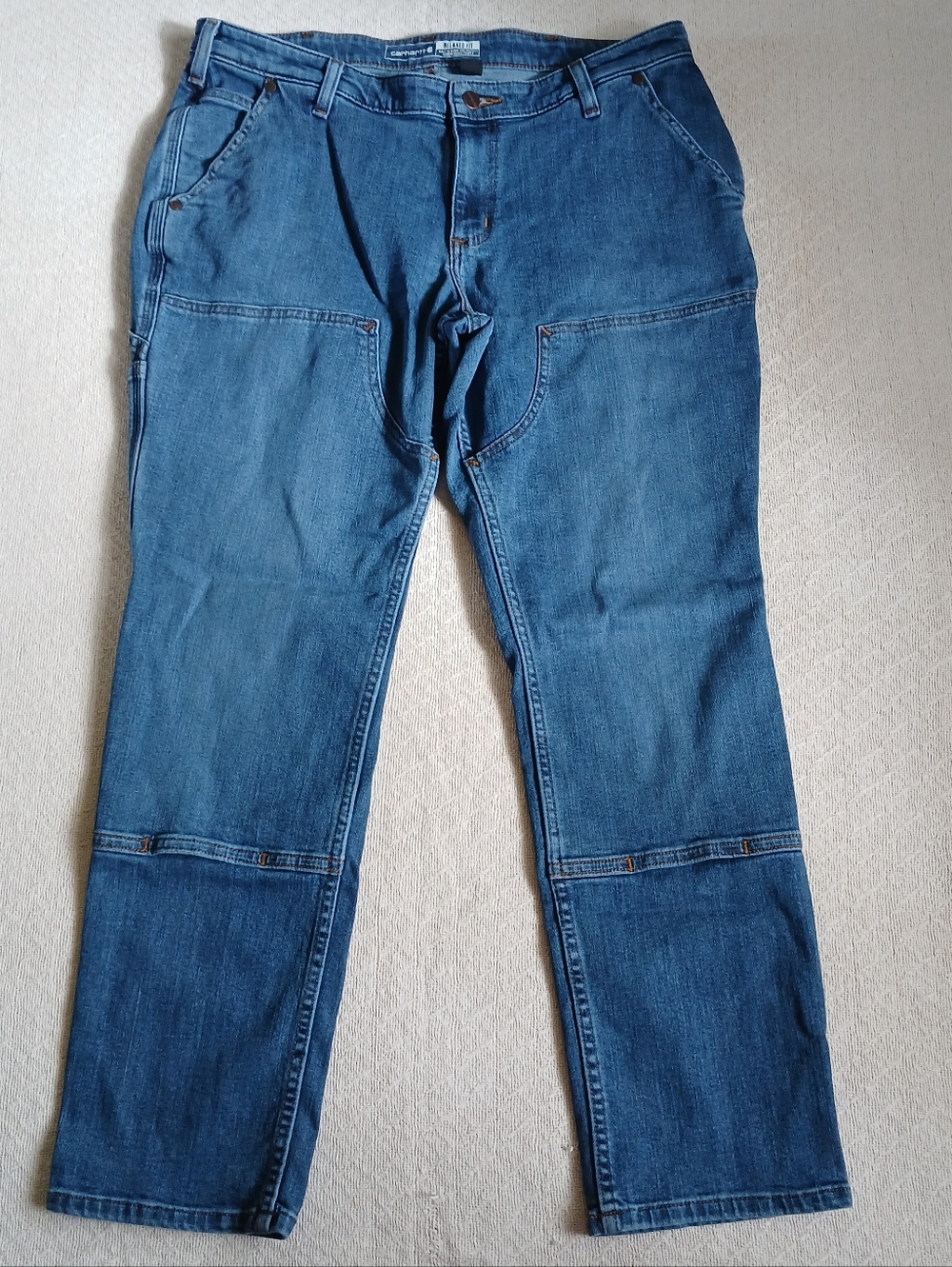 carhartt double front rugged flex jeans gorpcore utility relaxed womens 14 short